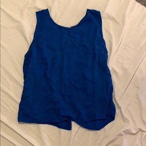 Blue open back tank top